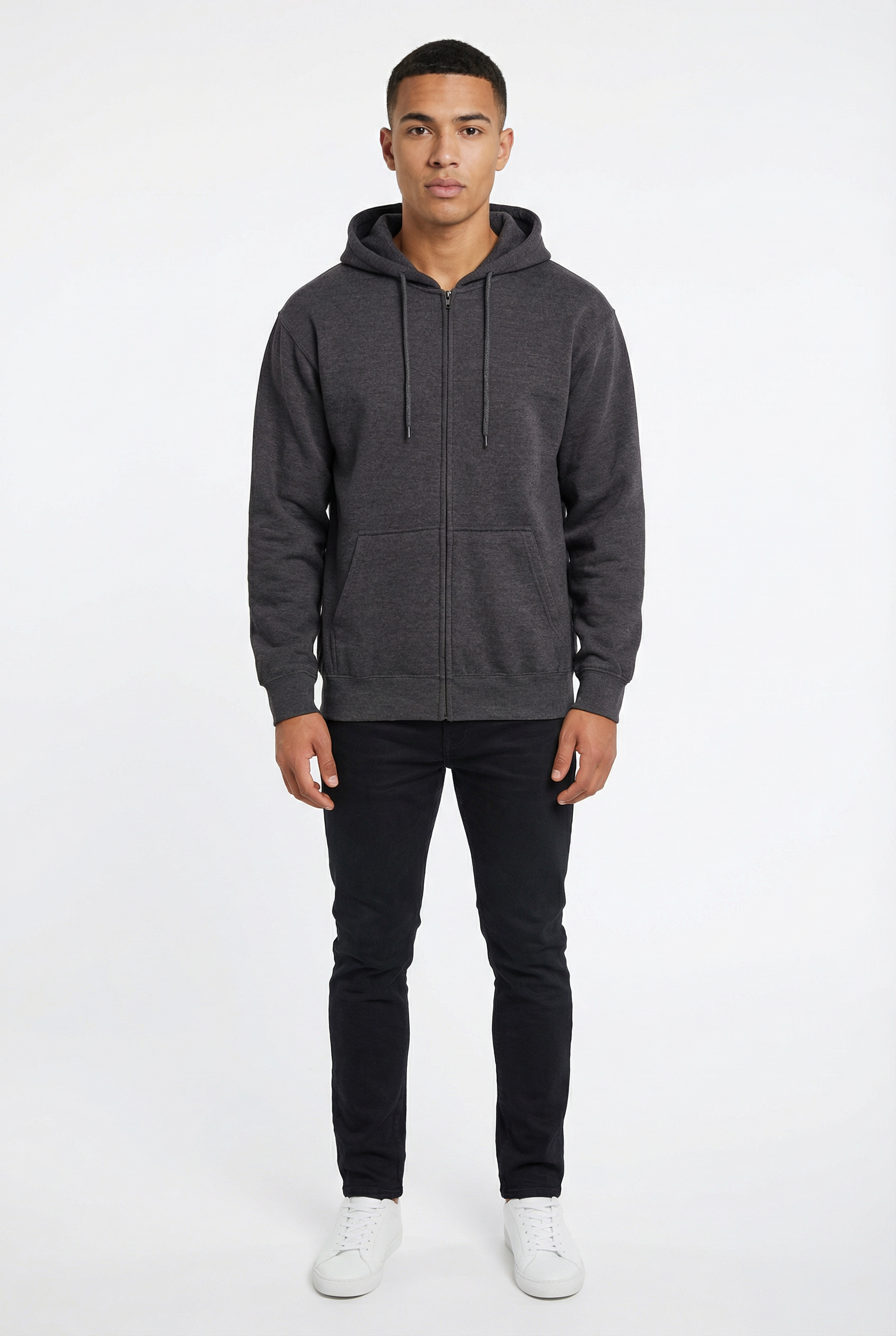 Zip Hoodie — New Heather Charcoal